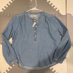 NWT Madewell Denim/chambray long sleeve women’s top (M)